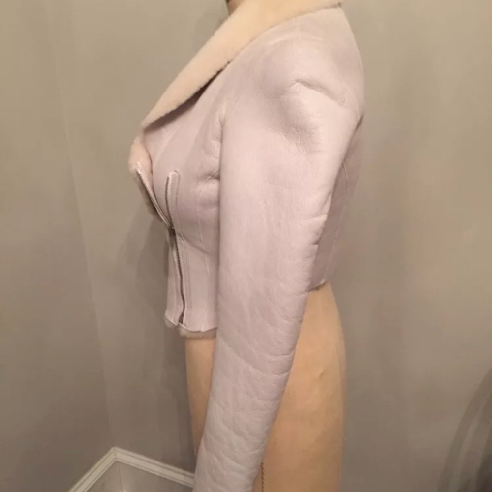 Helmut Lang Leather & Shearling Motorcycle Jacket - Picture 4 of 9